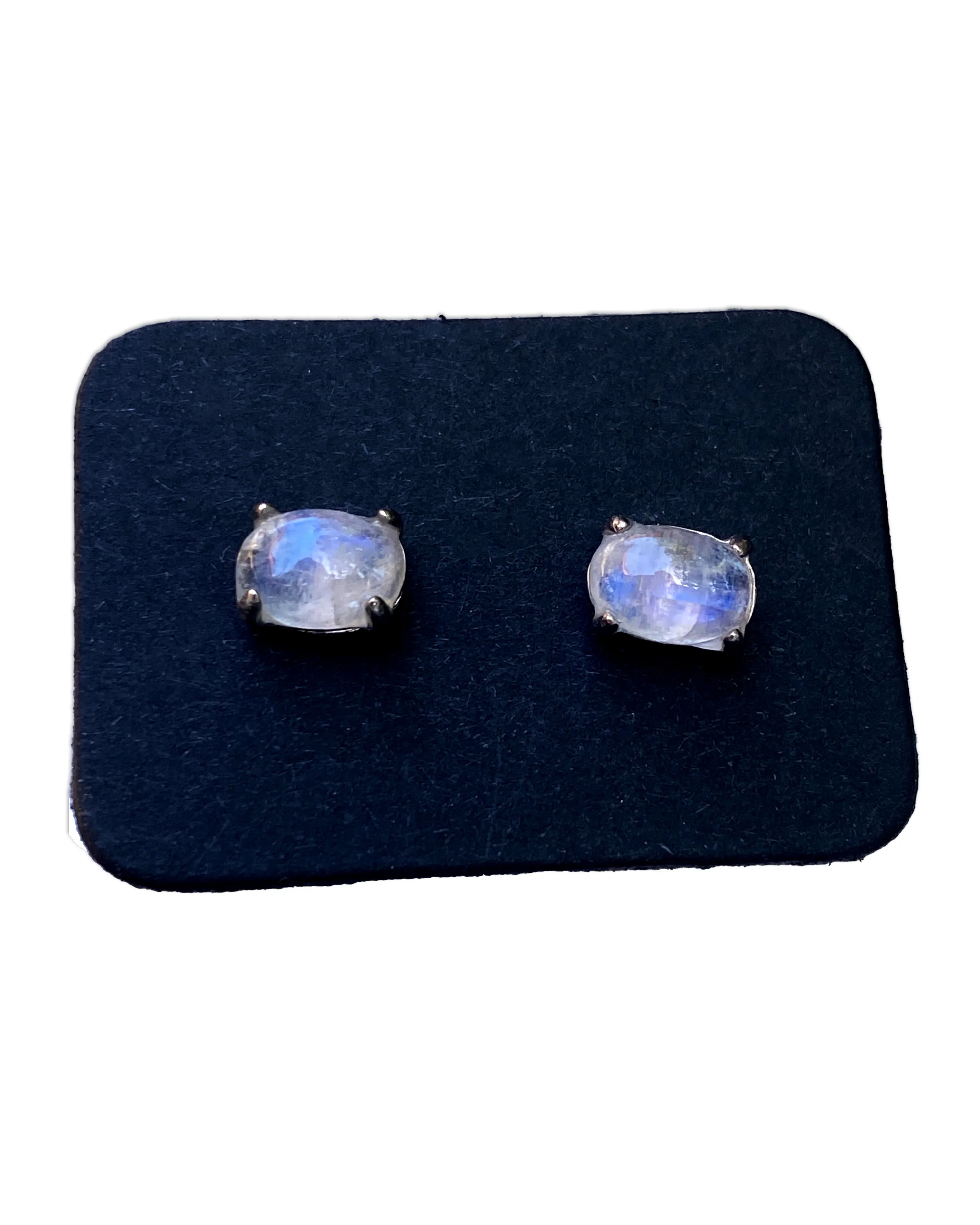 Moonstone gemstone and Sterling Silver Stud Earrings