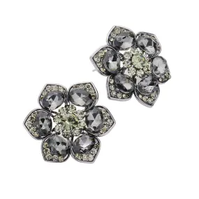 Multi Stone Embellished Flower Evening Earrings