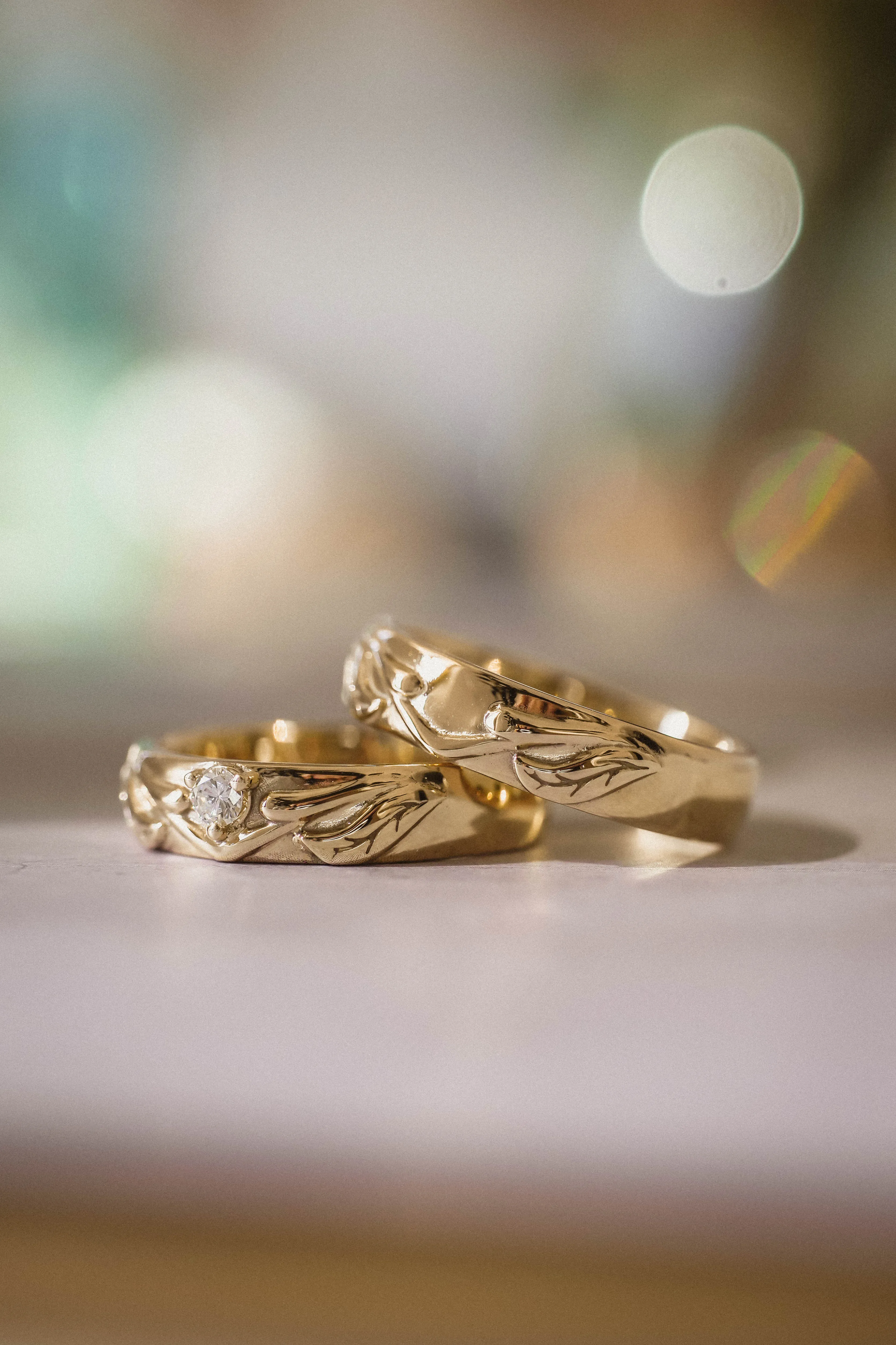 Nature themed wedding band / Wisteria