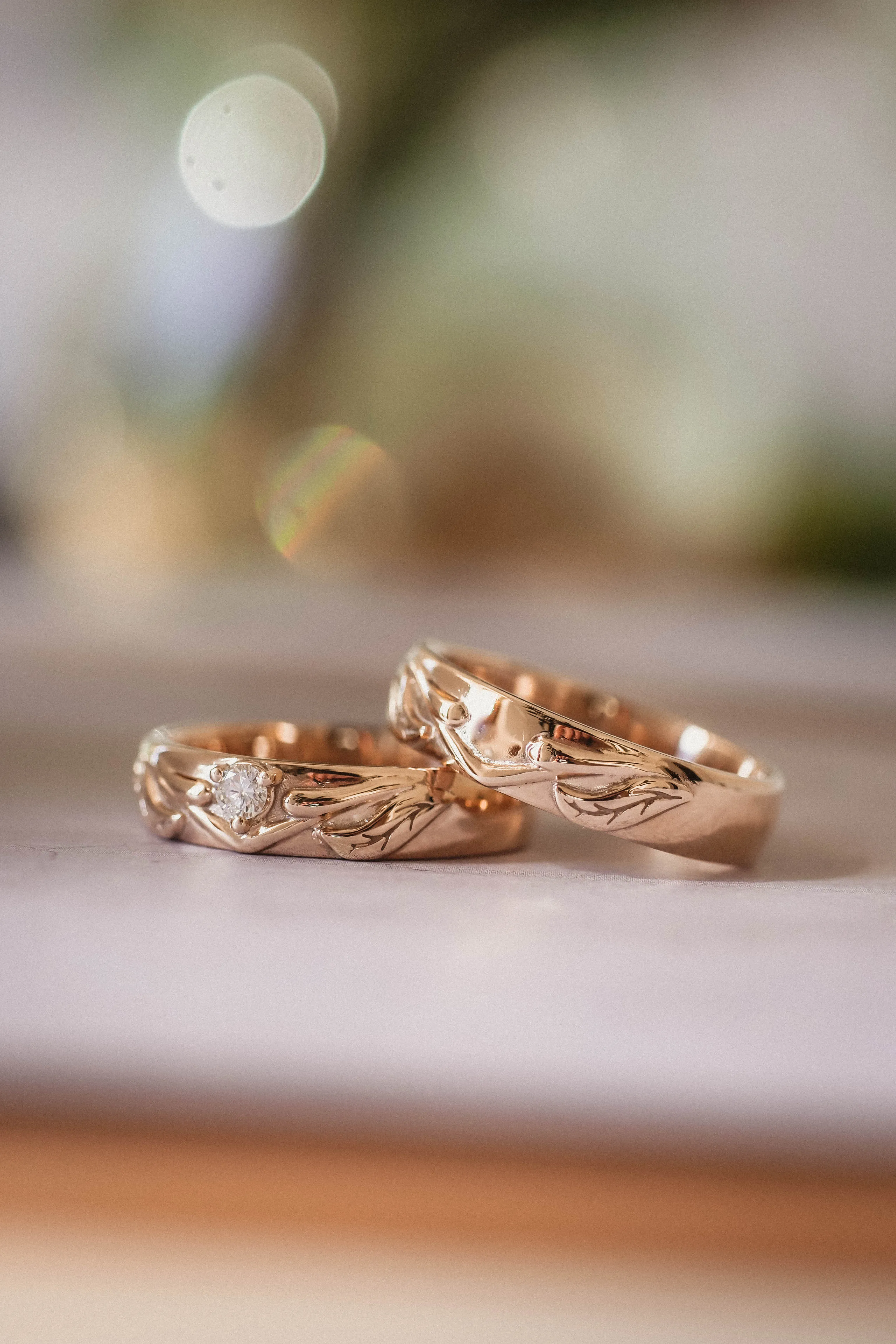 Nature themed wedding band / Wisteria