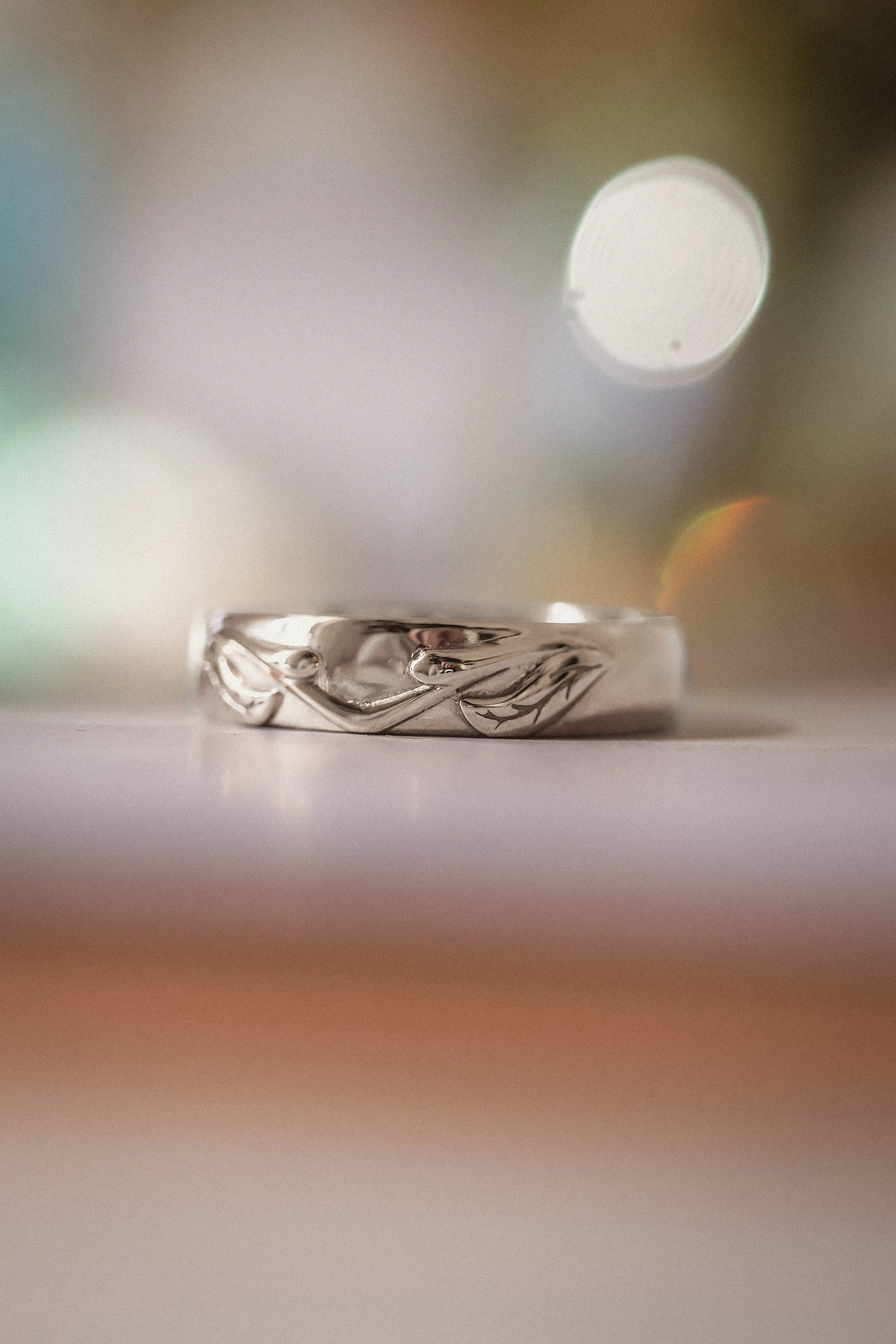 Nature themed wedding band / Wisteria