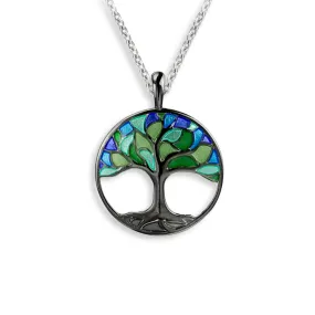 Nicole Barr Green Enamel Tree of Life Black Rhodium Plated Necklace