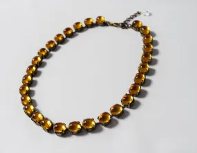 Orange Topaz Swarovski Crystal Mirror Back Rivere - Small Oval