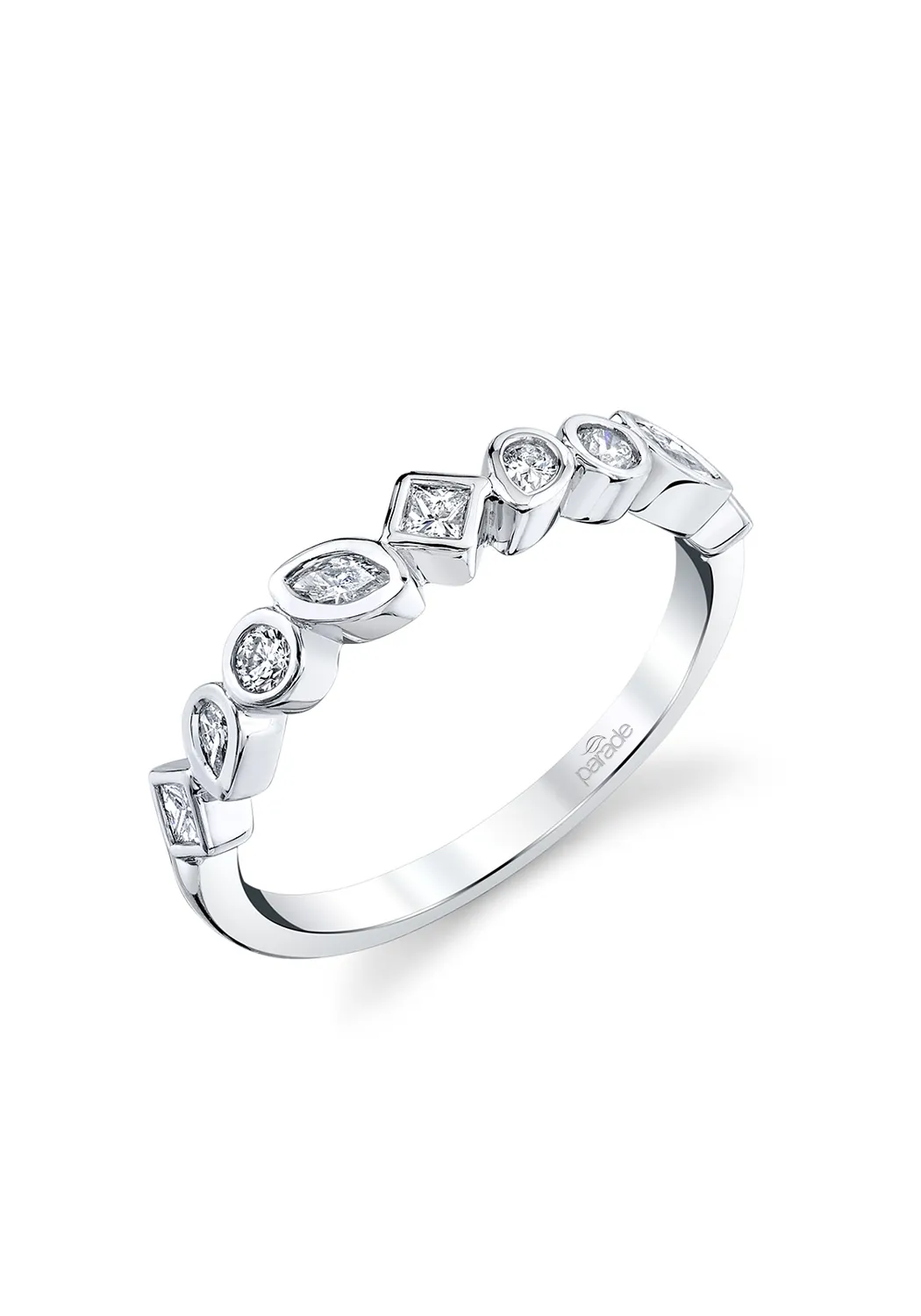 Parade Design 18KWG Pear Round Marquise Diamond Half Band