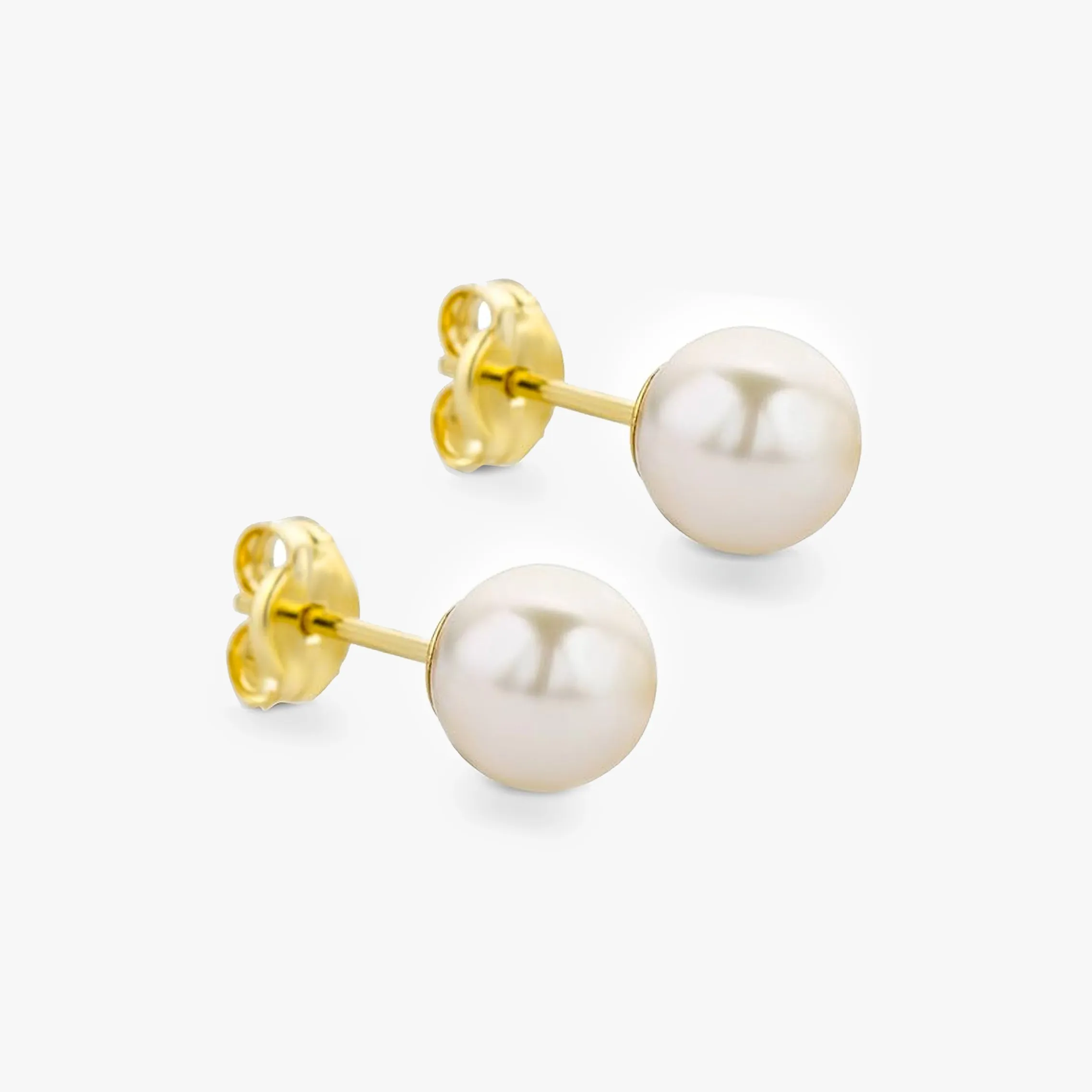 Pearl Stud Earrings | 14K Solid Gold