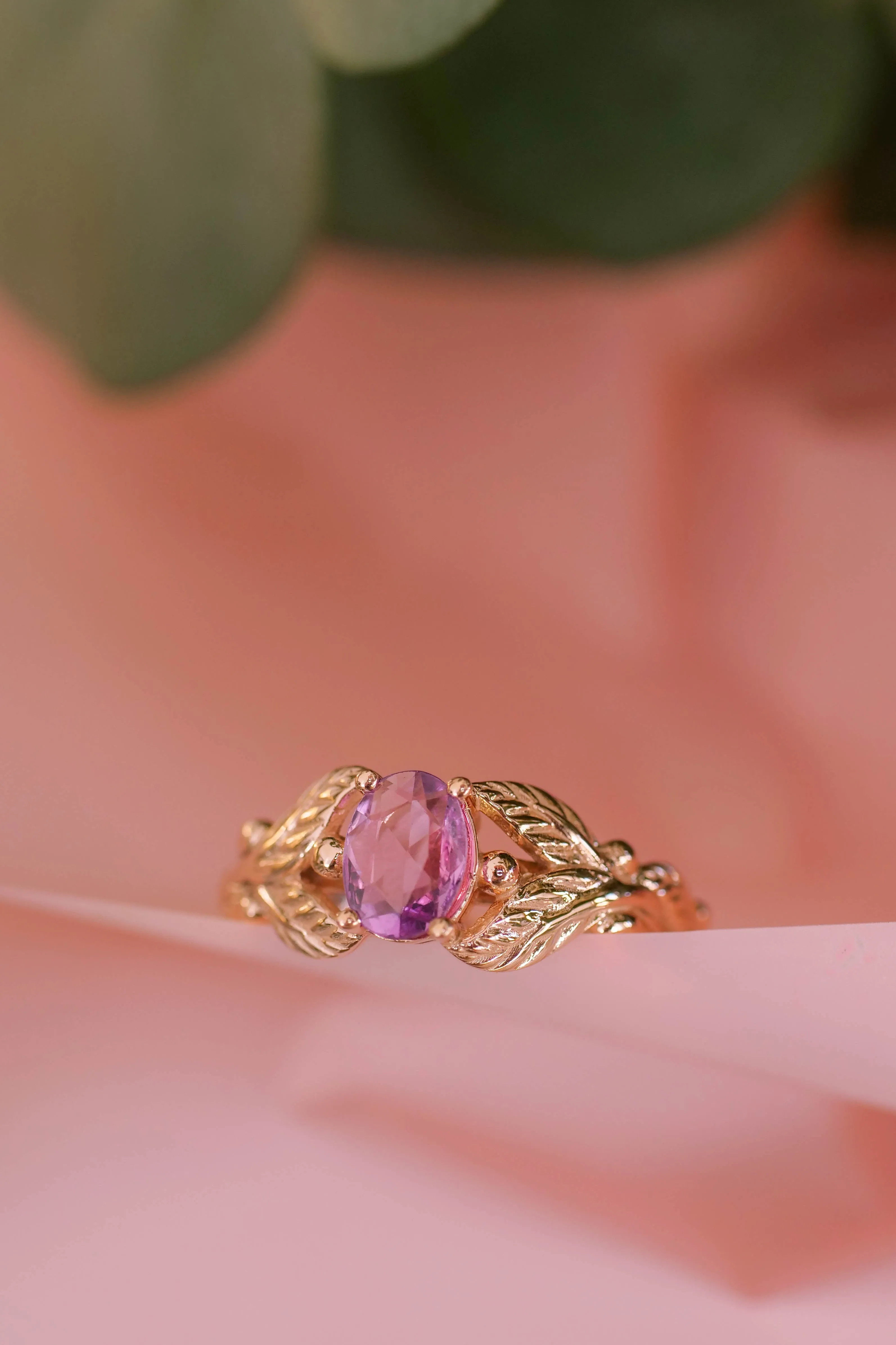 Pink sapphire engagement ring / Cornus