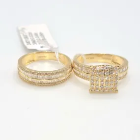 Princess Illusion Diamond Wedding Engagement Ring Bridal Set 14K Gold