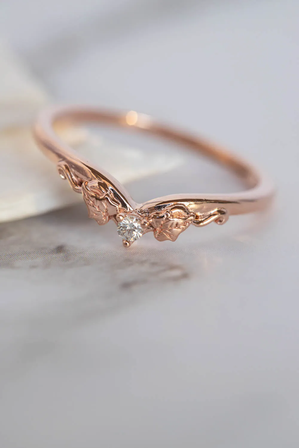 READY TO SHIP: Ariadne set in 14K rose gold, natural teal sapphire round cut 5 mm, diamonds, RING SIZE 7 US