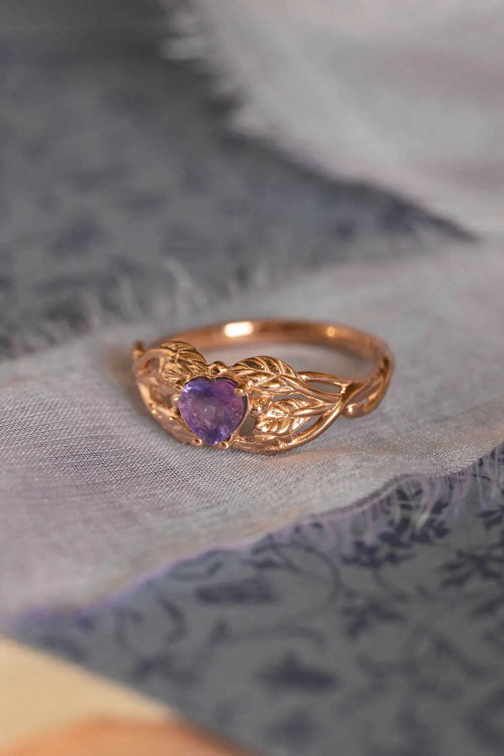 READY TO SHIP: Tilia ring in 14K rose gold, heart cut sapphire 5 mm, AVAILABLE RING SIZES: 6-8 US