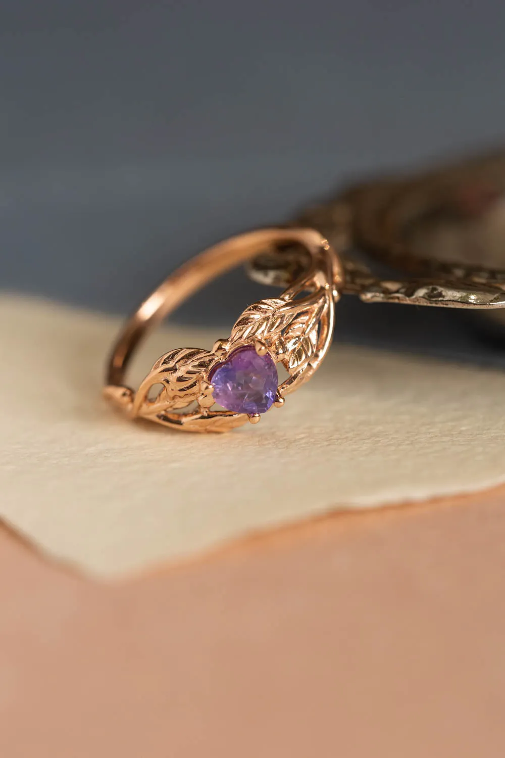 READY TO SHIP: Tilia ring in 14K rose gold, heart cut sapphire 5 mm, AVAILABLE RING SIZES: 6-8 US