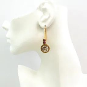 Rhodolite Garnet with Carved Tigers Eye Loop Twinset Earrings