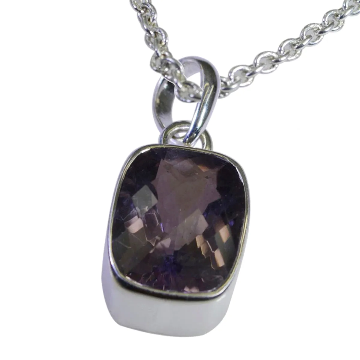 Riyo Aesthetic Gems Octagon Checker Purple Amethyst Silver Pendant Gift For Sister