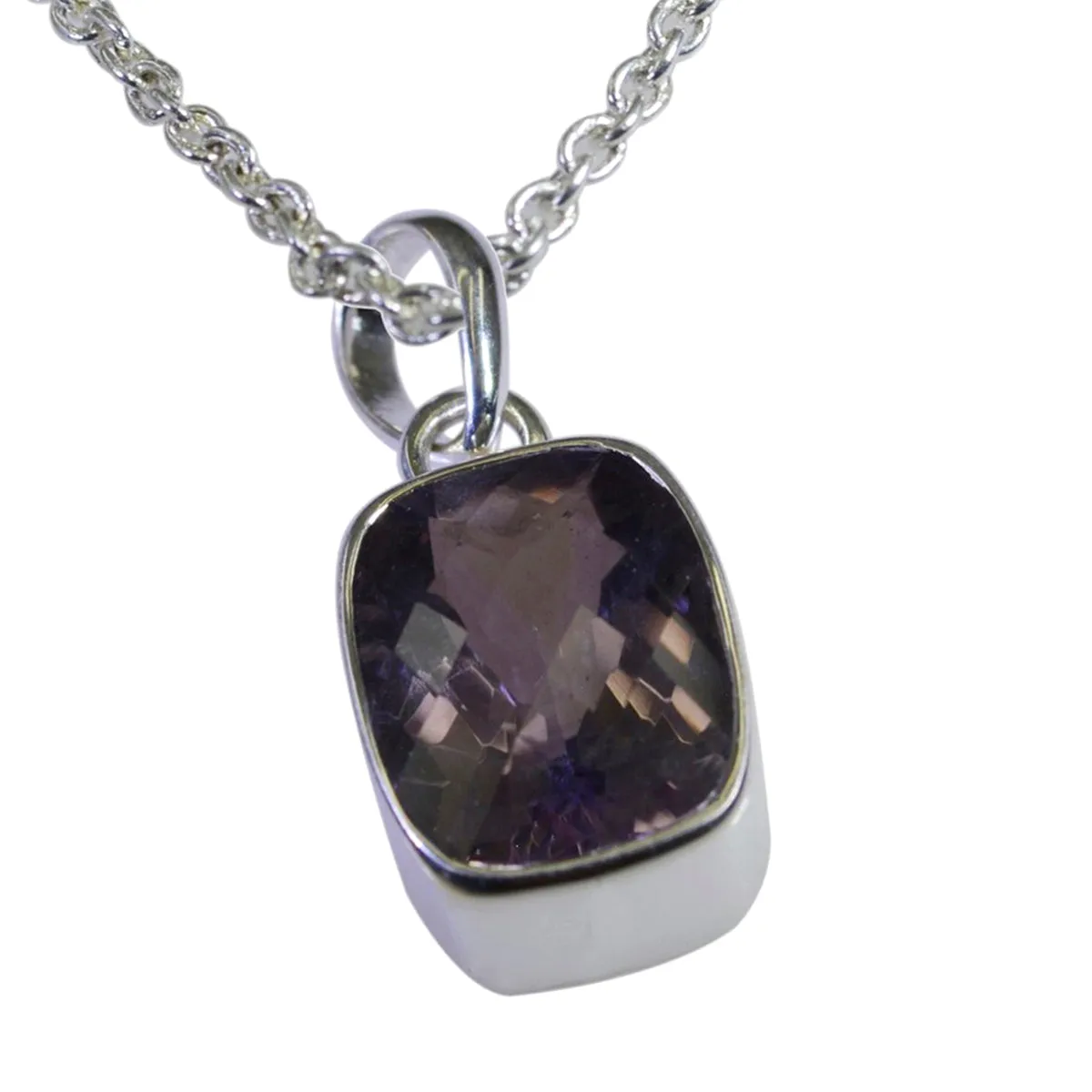 Riyo Aesthetic Gems Octagon Checker Purple Amethyst Silver Pendant Gift For Sister