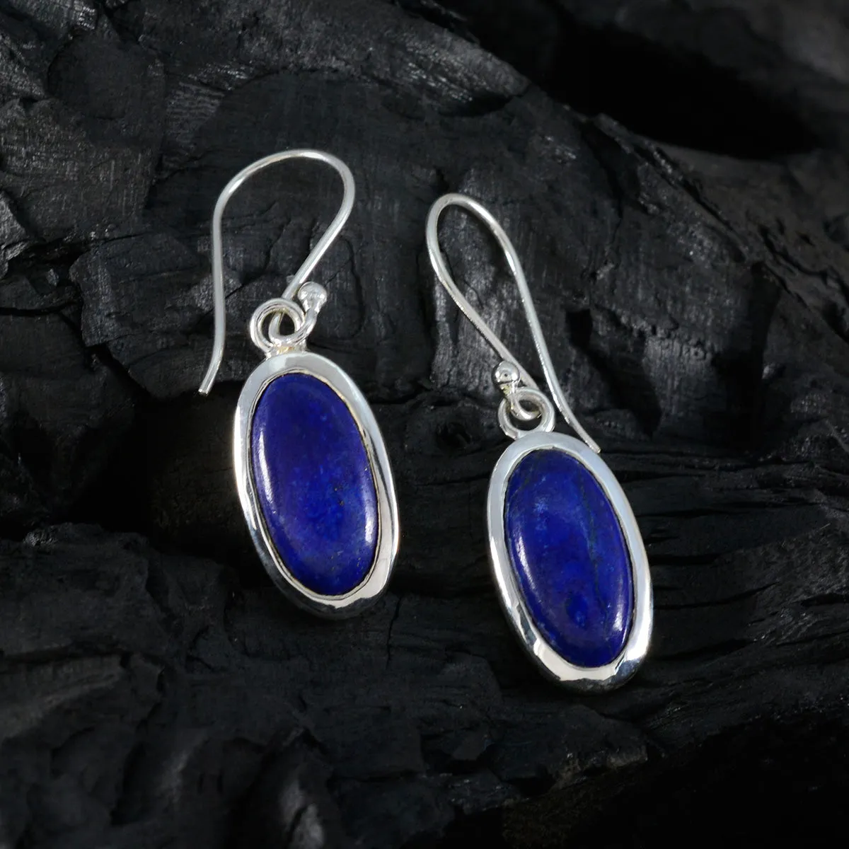 Riyo Alluring Sterling Silver Earring For Damsel Indian Sapphire Earring Bezel Setting Blue Earring Dangle Earring