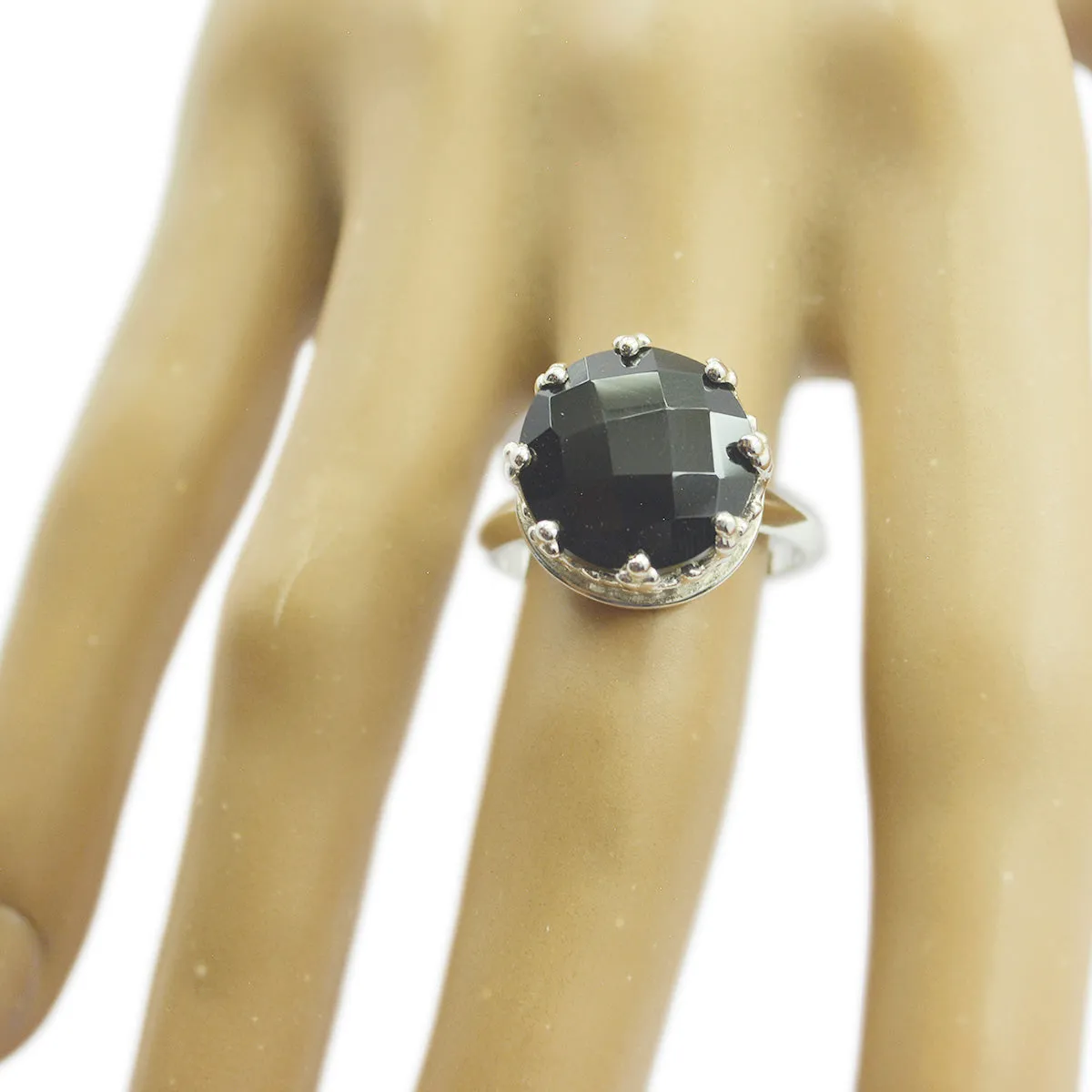 Riyo Captivating Gems Black Onyx Sterling Silver Ring India Jewelry