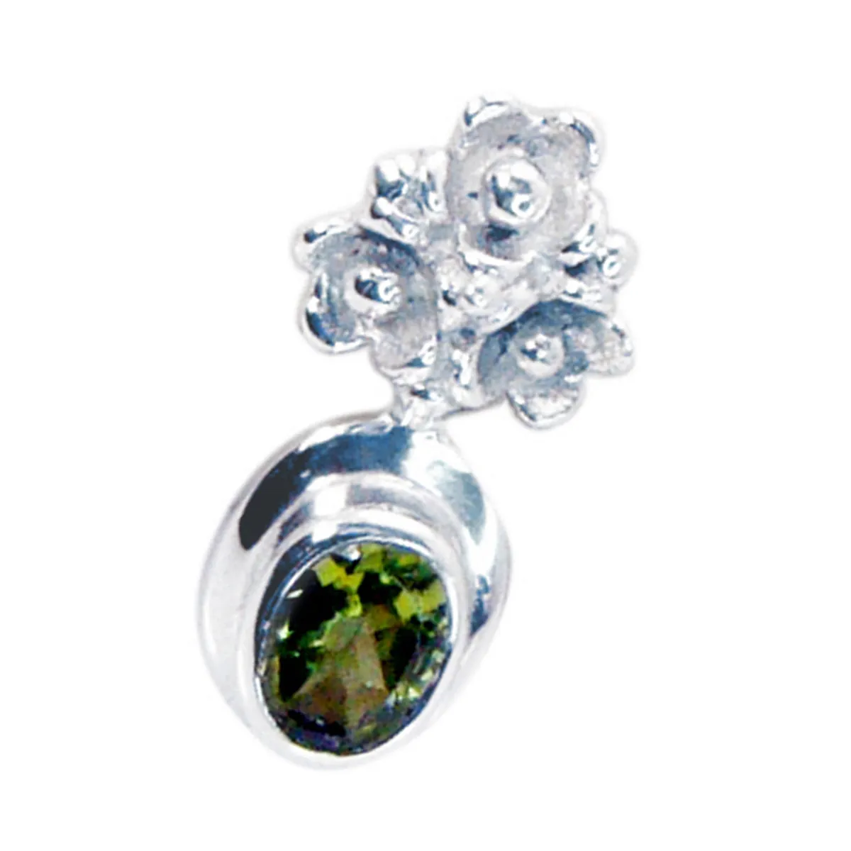 Riyo Cute Gems Oval Faceted Green Peridot Silver Pendant Gift For Wife