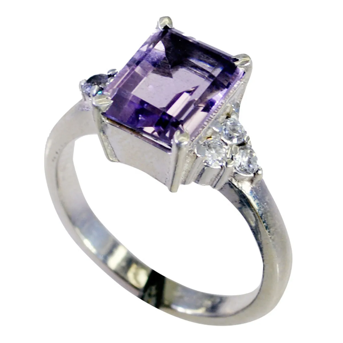 Riyo Dollish Gemstone Amethyst Solid Silver Rings Free Jewelry