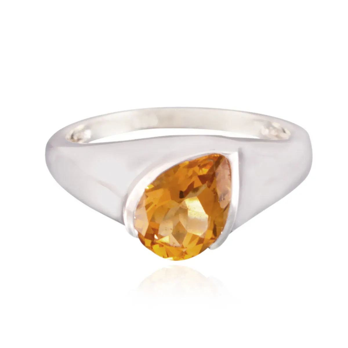 Riyo Enticing Gemstone Citrine 925 Sterling Silver Rings Wave