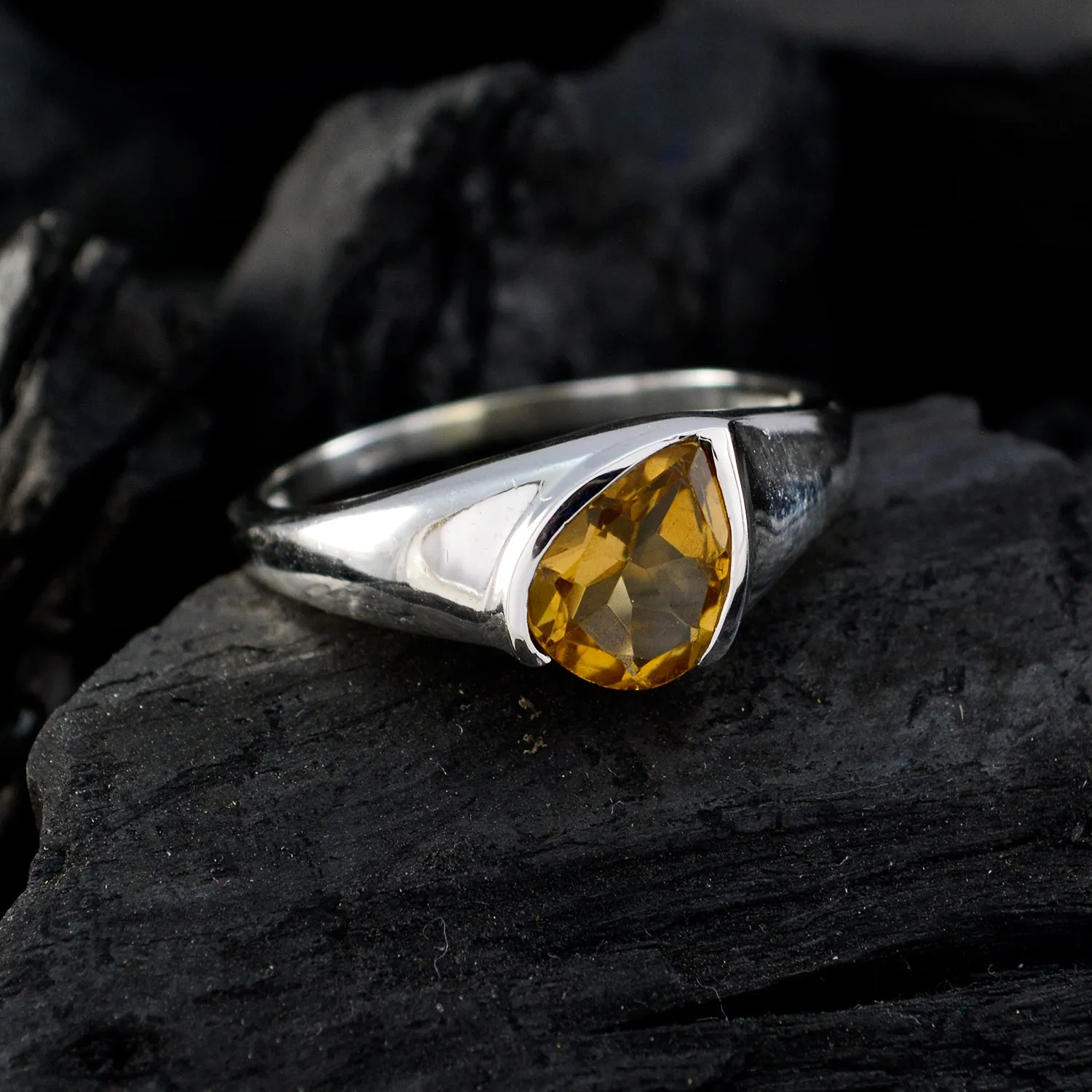 Riyo Enticing Gemstone Citrine 925 Sterling Silver Rings Wave