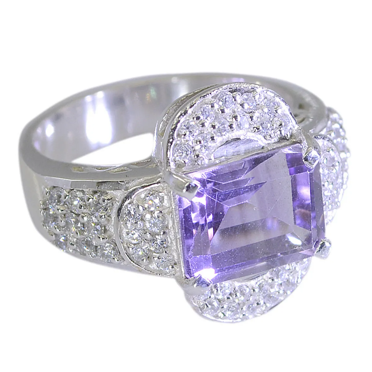 Riyo Fascinating Gem Amethyst 925 Silver Ring Fast Fix Jewelry