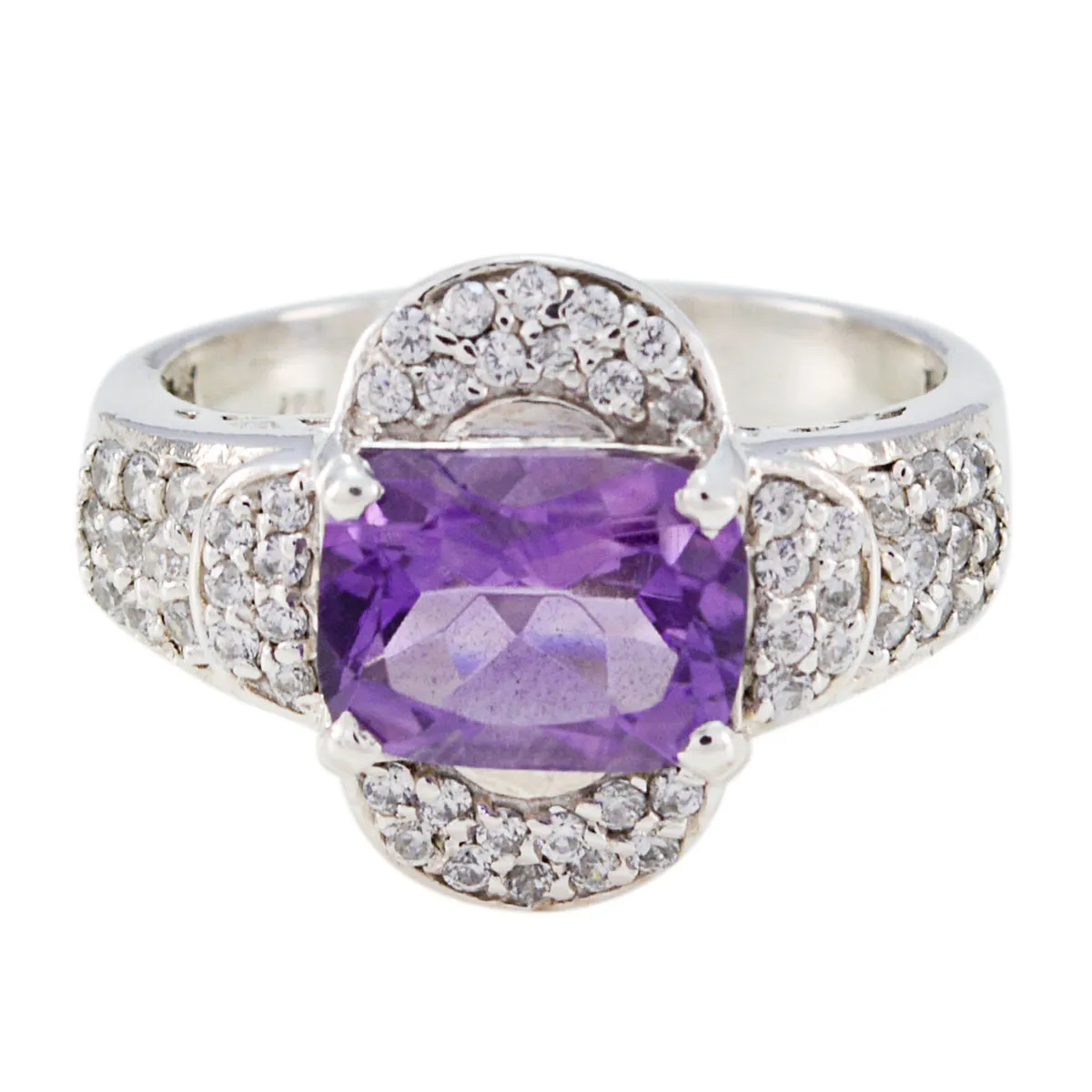 Riyo Fascinating Gem Amethyst 925 Silver Ring Fast Fix Jewelry