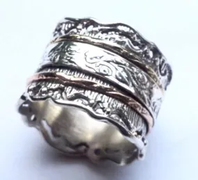 Romantic Floral spinner spinning ring silver gold Meditation rings