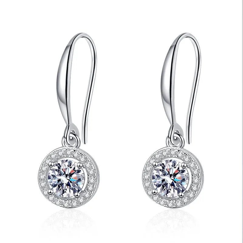 Round Bag shaped Moissanite Earrings Women