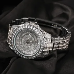 Round Dial Baguatte CZ Diamond Watch