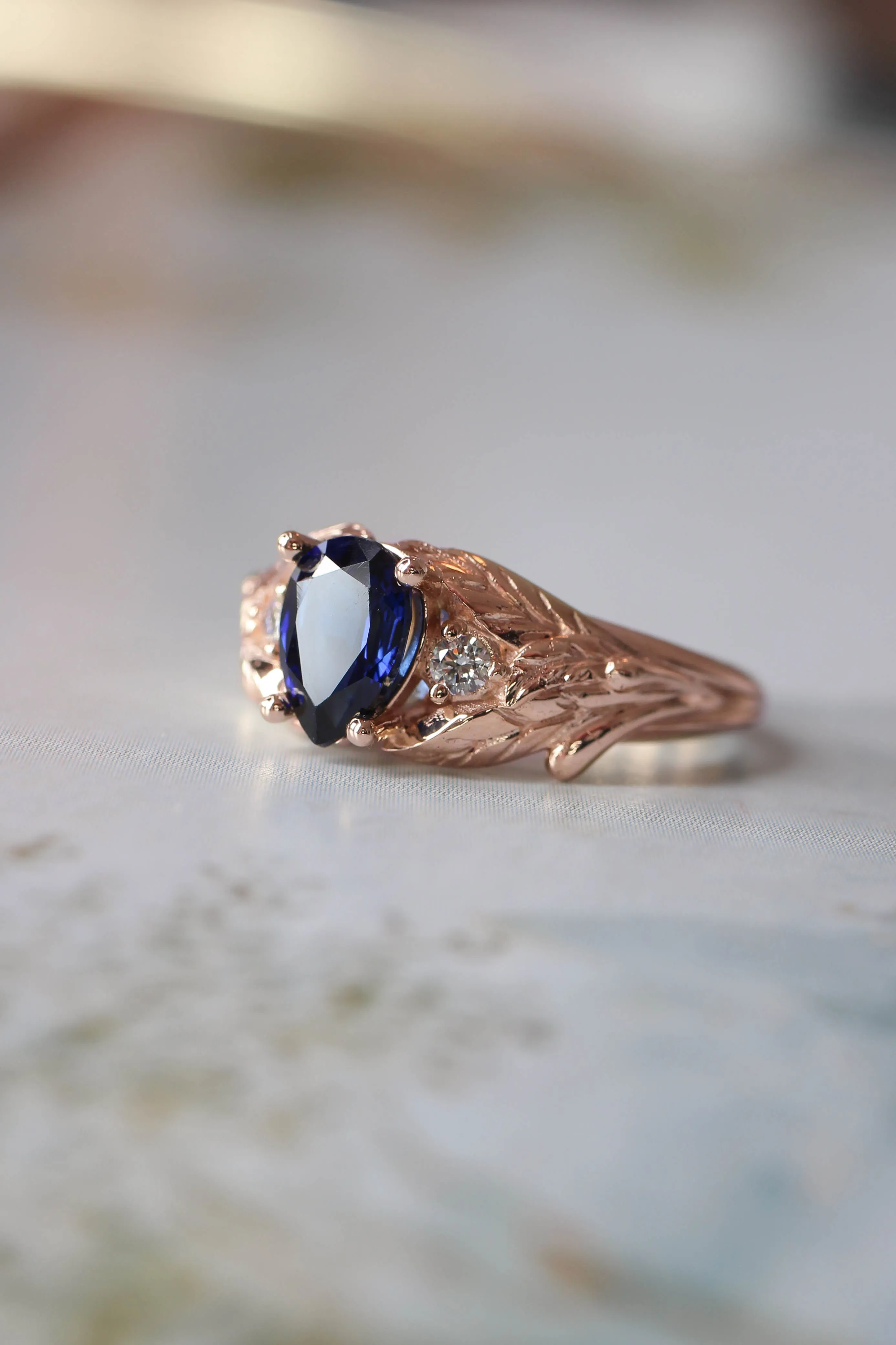 Sapphire and diamonds engagement ring / Wisteria