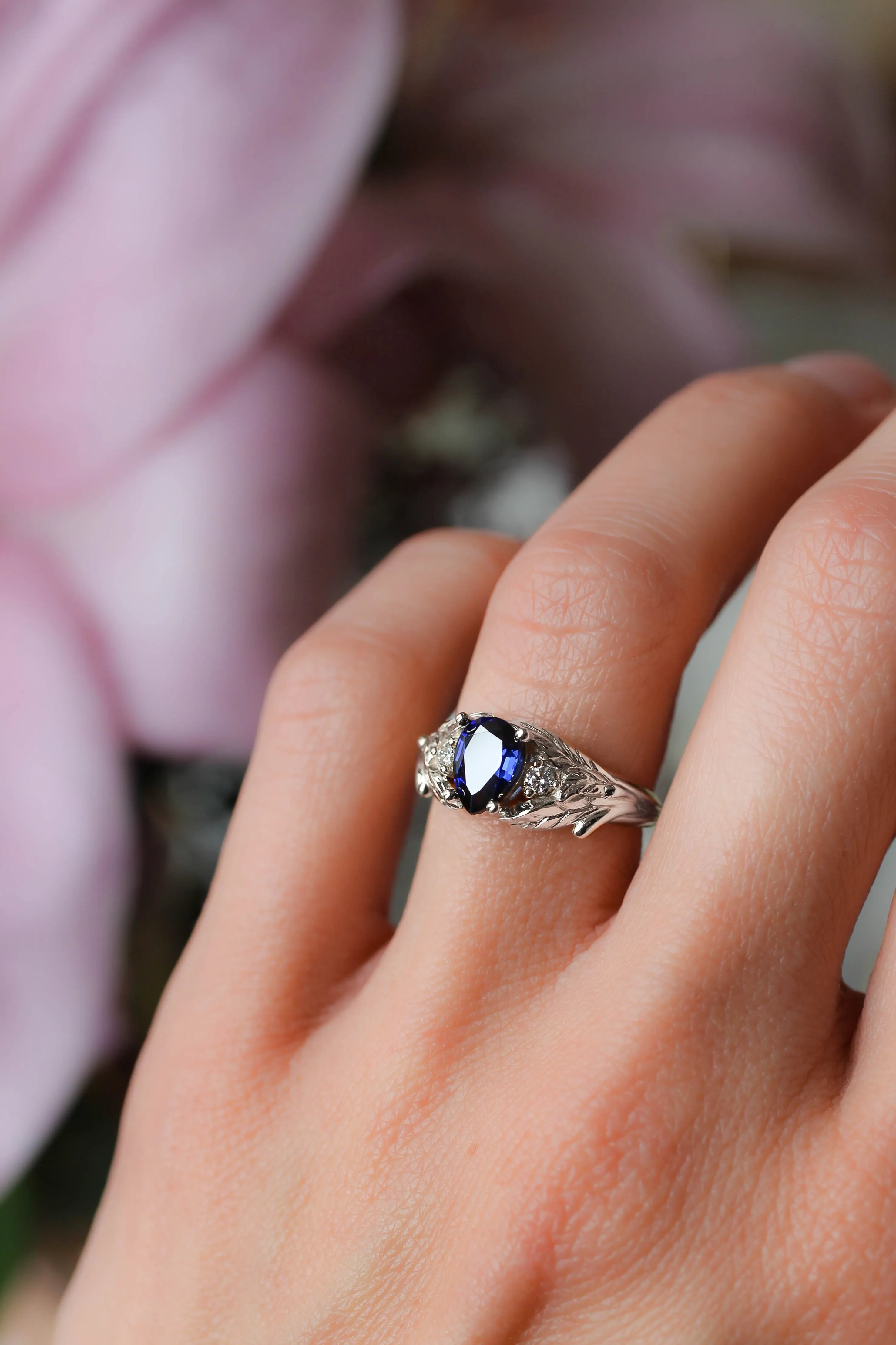 Sapphire and diamonds engagement ring / Wisteria