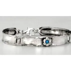 Silver Bracelets Israeli bracelets Bangle bracelet Boho jewelry Blue opal flower