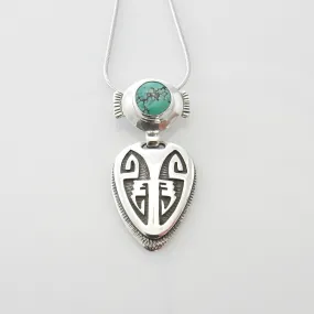 Silver Handcrafted Blue Spiderweb Turquoise Pendant