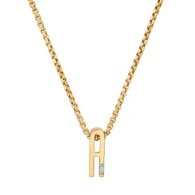 Slide-On Textured Initial with Baguette Necklace