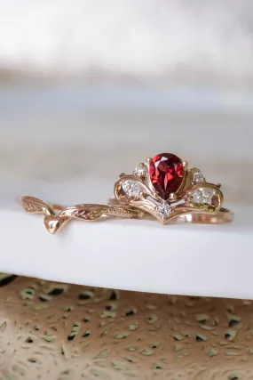 Split payment second part: Swanlake ring set with garnet and natural diamonds