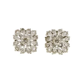 Square Filigree Diamond Stud Earrings