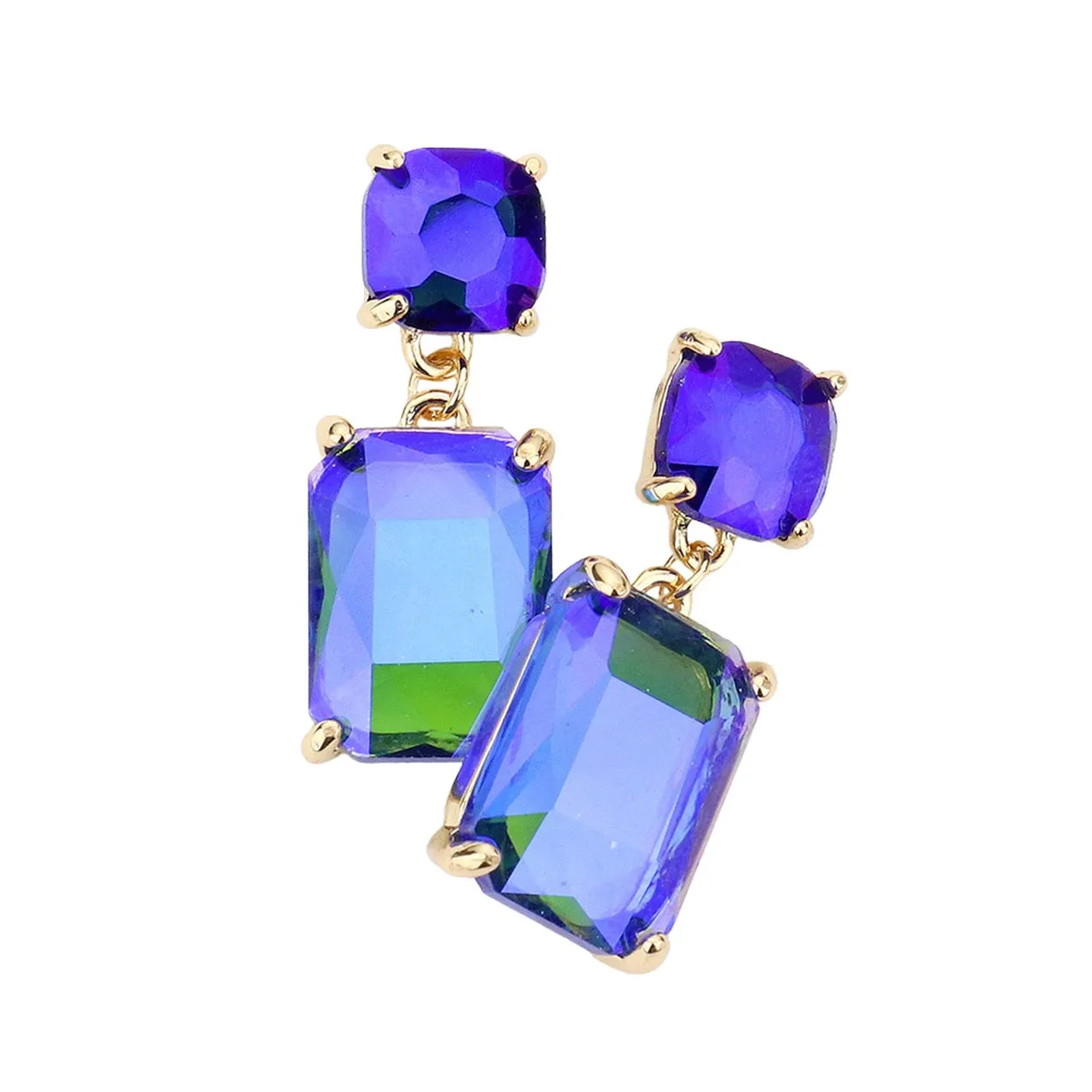 Square Rectangle Link Dangle Evening Earrings