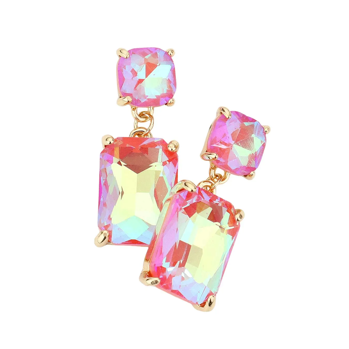 Square Rectangle Link Dangle Evening Earrings