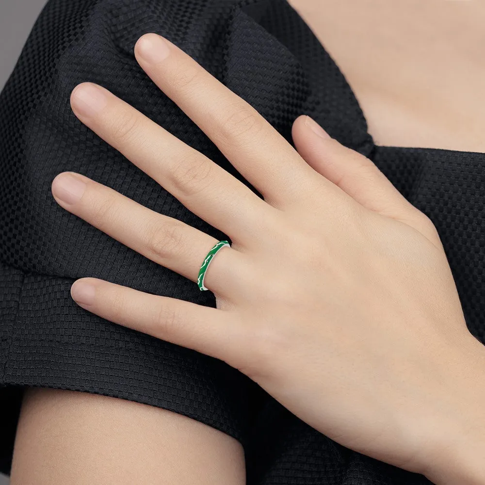 Stackable Expressions Green Enamel Ring in Sterling Silver