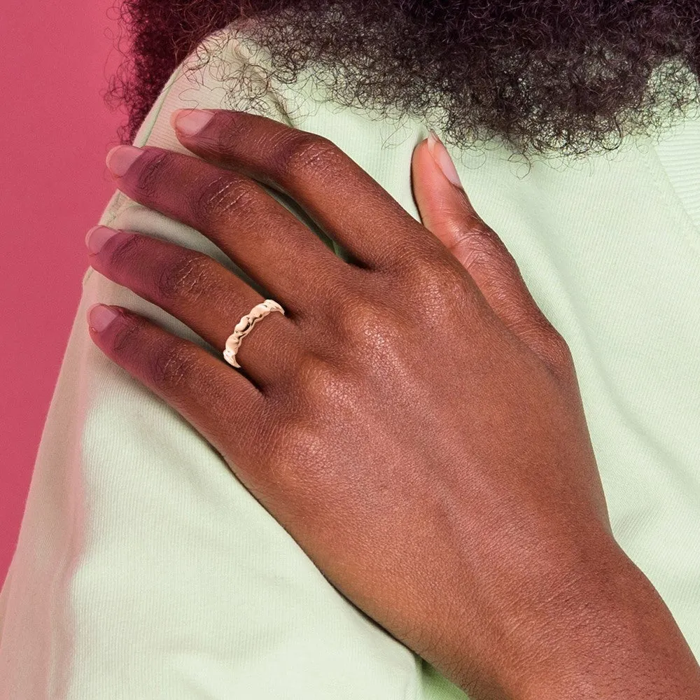 Stackable Expressions Pink-Plated Hearts Ring in Sterling Silver