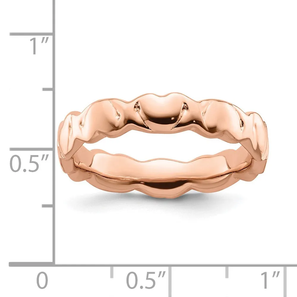 Stackable Expressions Pink-Plated Hearts Ring in Sterling Silver