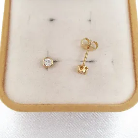 Stud Bezel Earrings 18K Gold