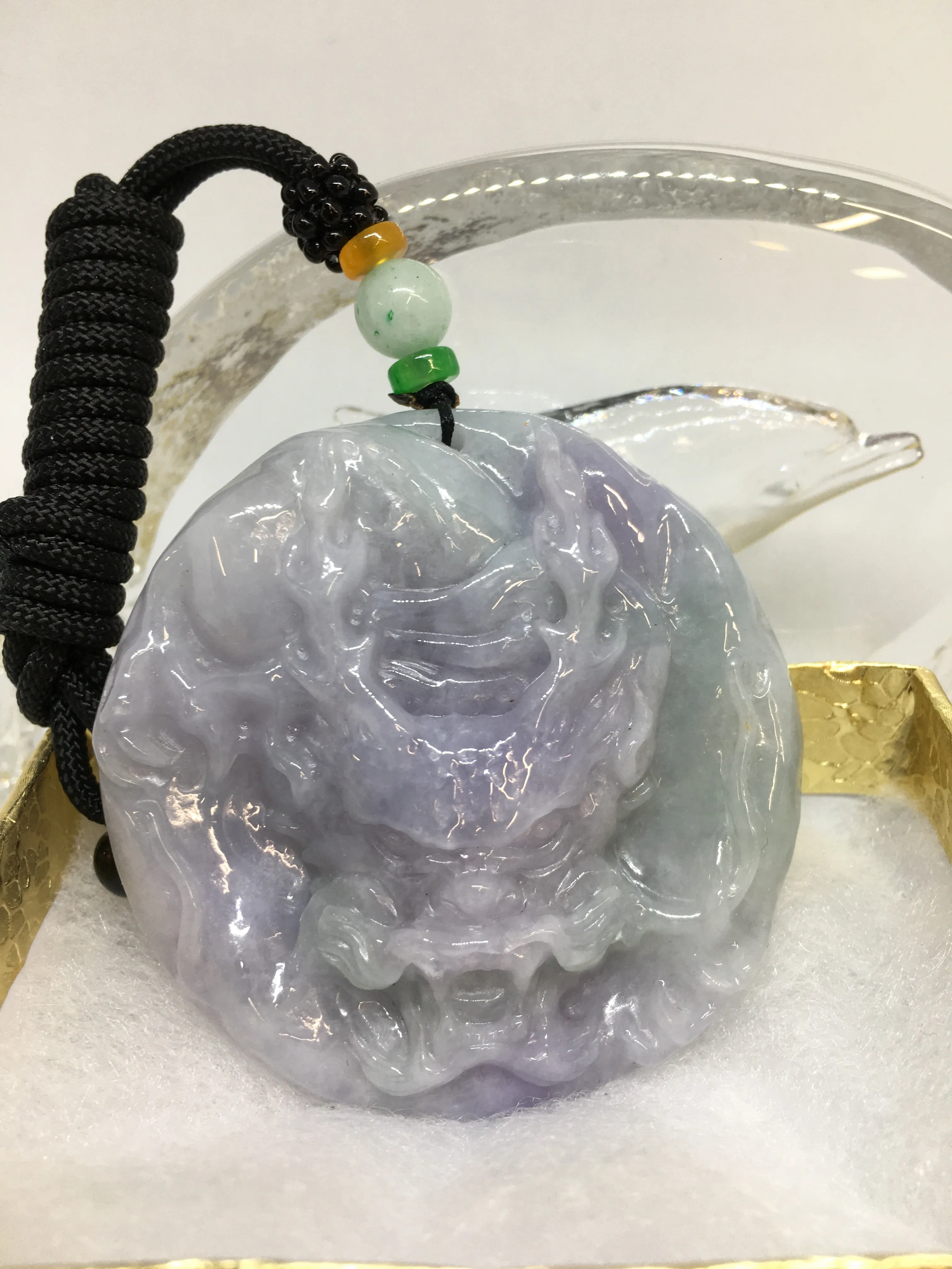 Super Stunning Natural Multi-Color Jadeite Jade Dragon Pendant Necklace