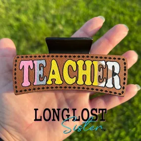 Teacher Pencil Hand Painted Hair Claw Clip