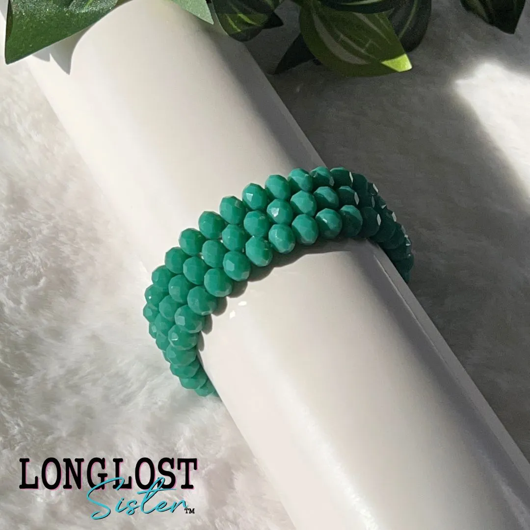 Teal Glass Bead Stretch Bracelet