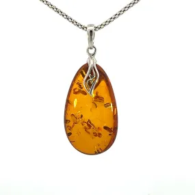 Teardrop Baltic Amber Pendant- FREE CHAIN INCLUDED