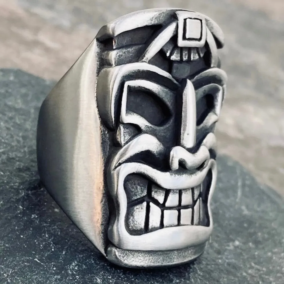 Tiki Ring - Tiki Man Skull - R201