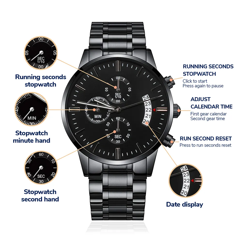 To My Boyfriend, You Complete Me Black Chronograph Watch For Men