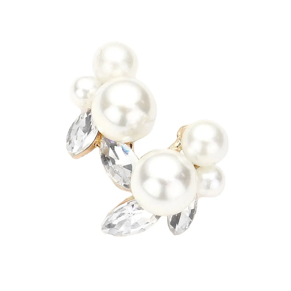 Triple Pearl Accented Stud Earrings