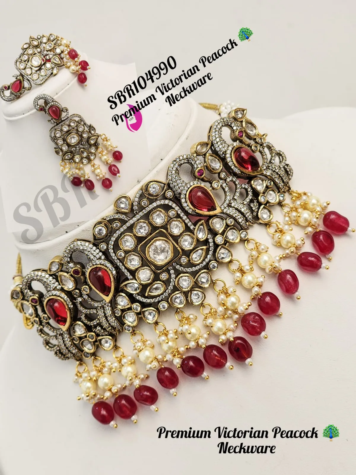 Tulip Mayuri , Victorian Finish Peacock  Design Choker Necklace Set for Women-SAY001VCP