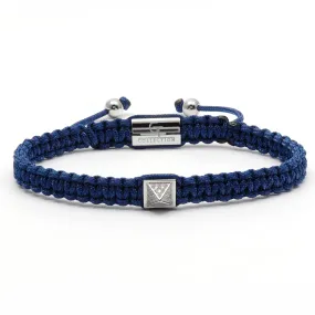 Unisex Blue Bracelet - Silver Pyramid with Zircon Diamond